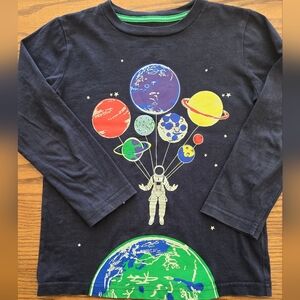 Mini Boden Space Astronaut Planets Earth Shirt - Size 5-6 - Glows in the Dark